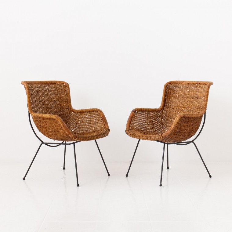 French Cane Armchairs