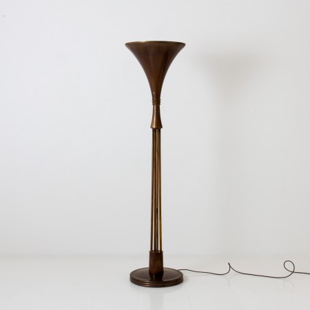 Italian Brass Torchiere Floor Lamp