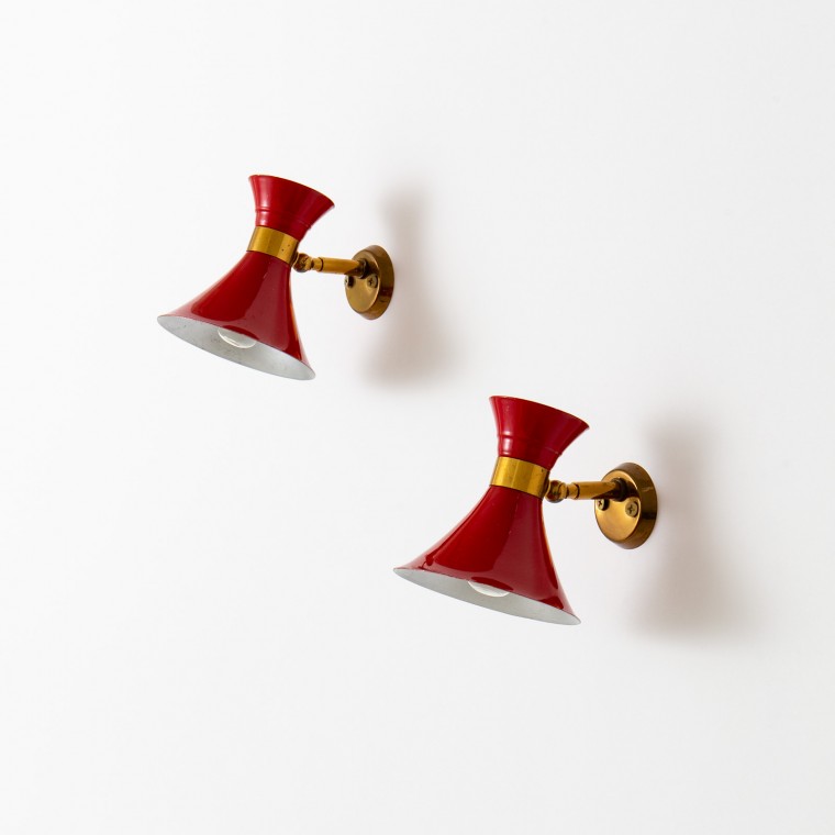 Italian Modernist Wall Lights (Red)