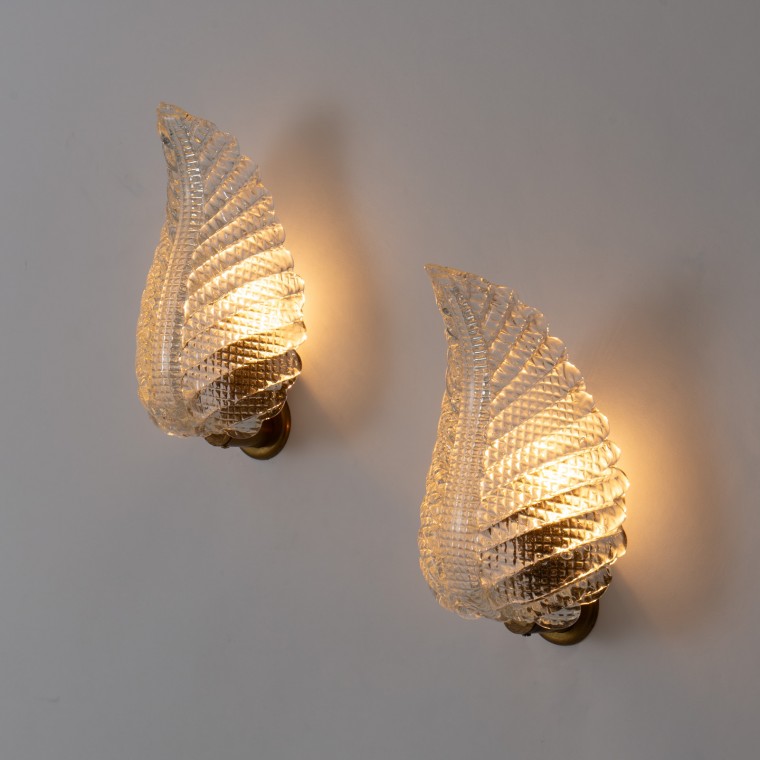 Pair of Murano 'Leaf' Sconces