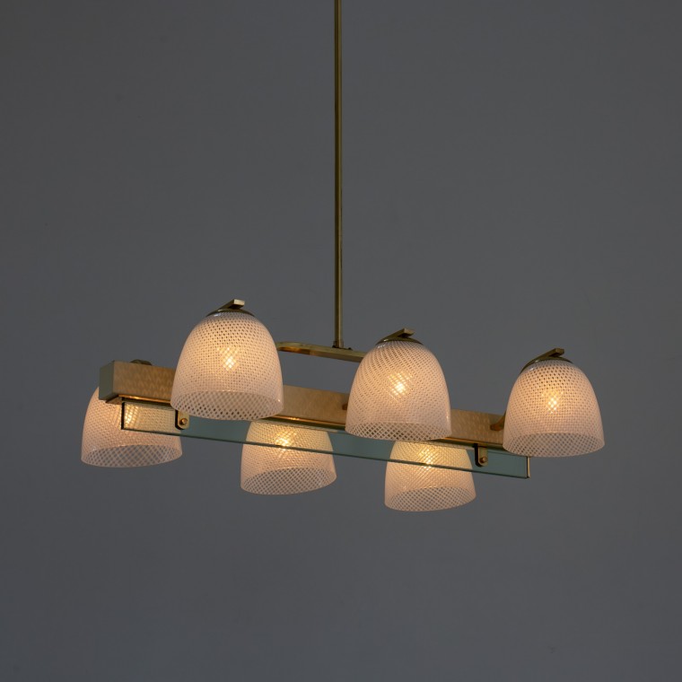 Italian Six-Arm Reticello Chandelier